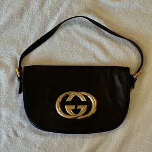 Gucci Black and Gold Shoulder Bag